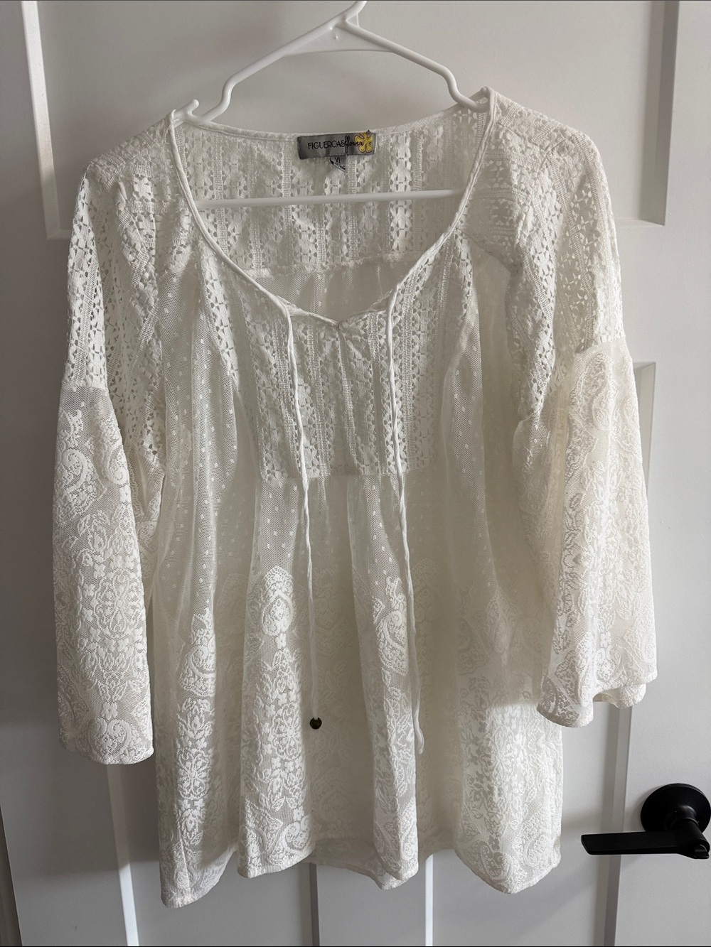RAGA Ivory Lace Peasant Tunic Blouse